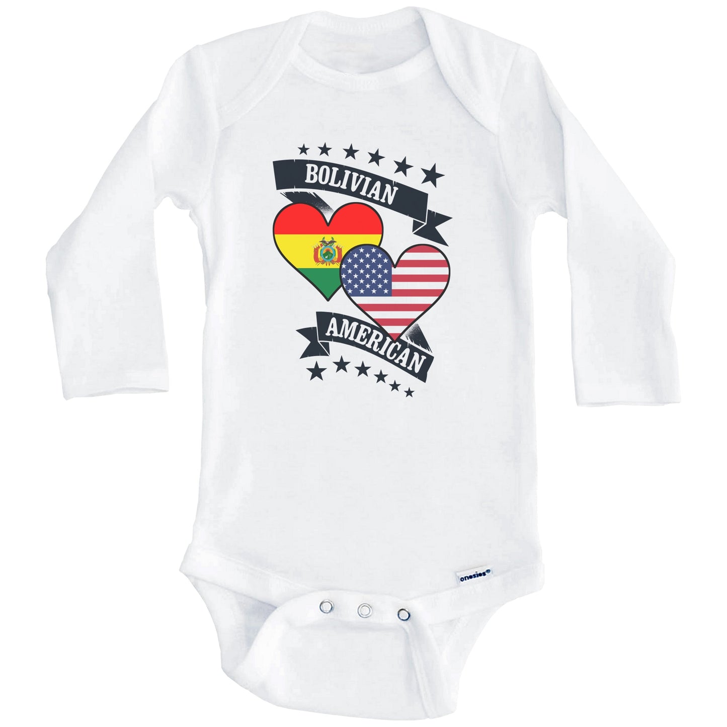 Bolivian American Heart Flags Bolivia America Baby Bodysuit (Long Sleeves)