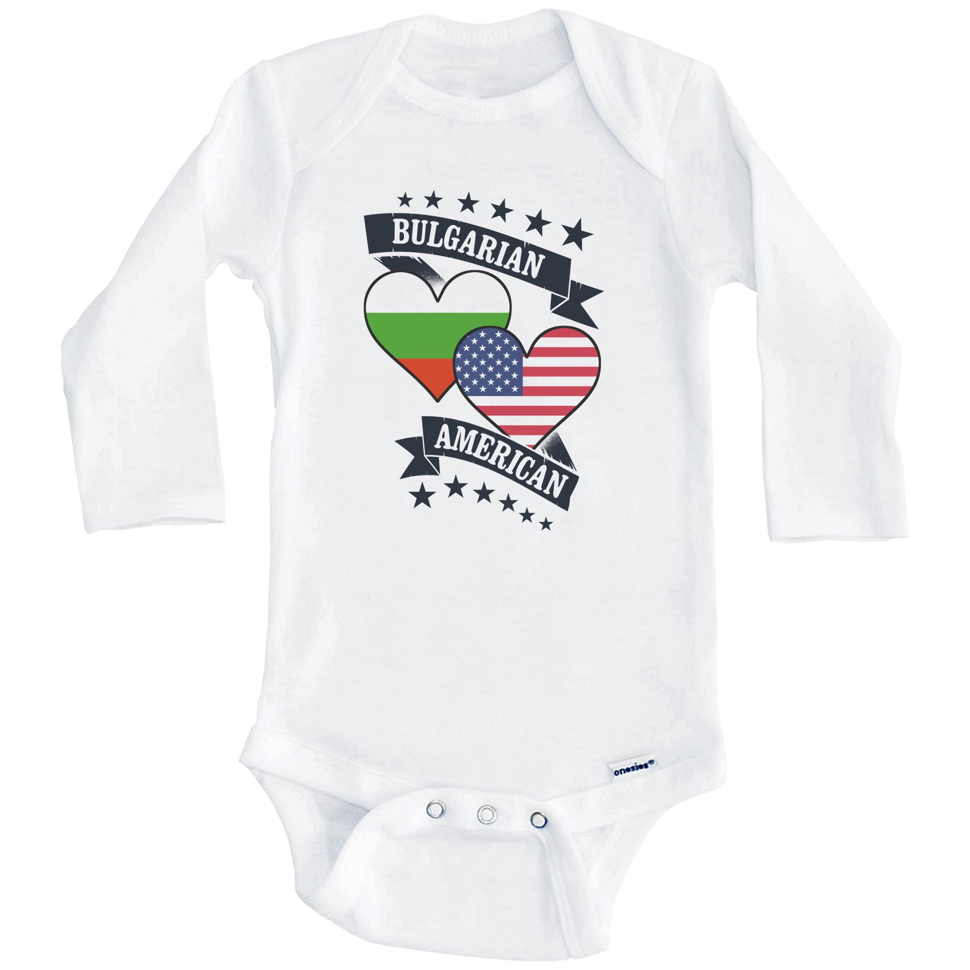 Bulgarian American Heart Flags Bulgaria America Baby Bodysuit (Long Sleeves)