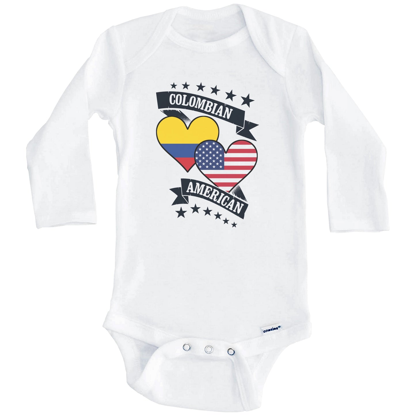Colombian American Heart Flags Colombia America Baby Bodysuit (Long Sleeves)
