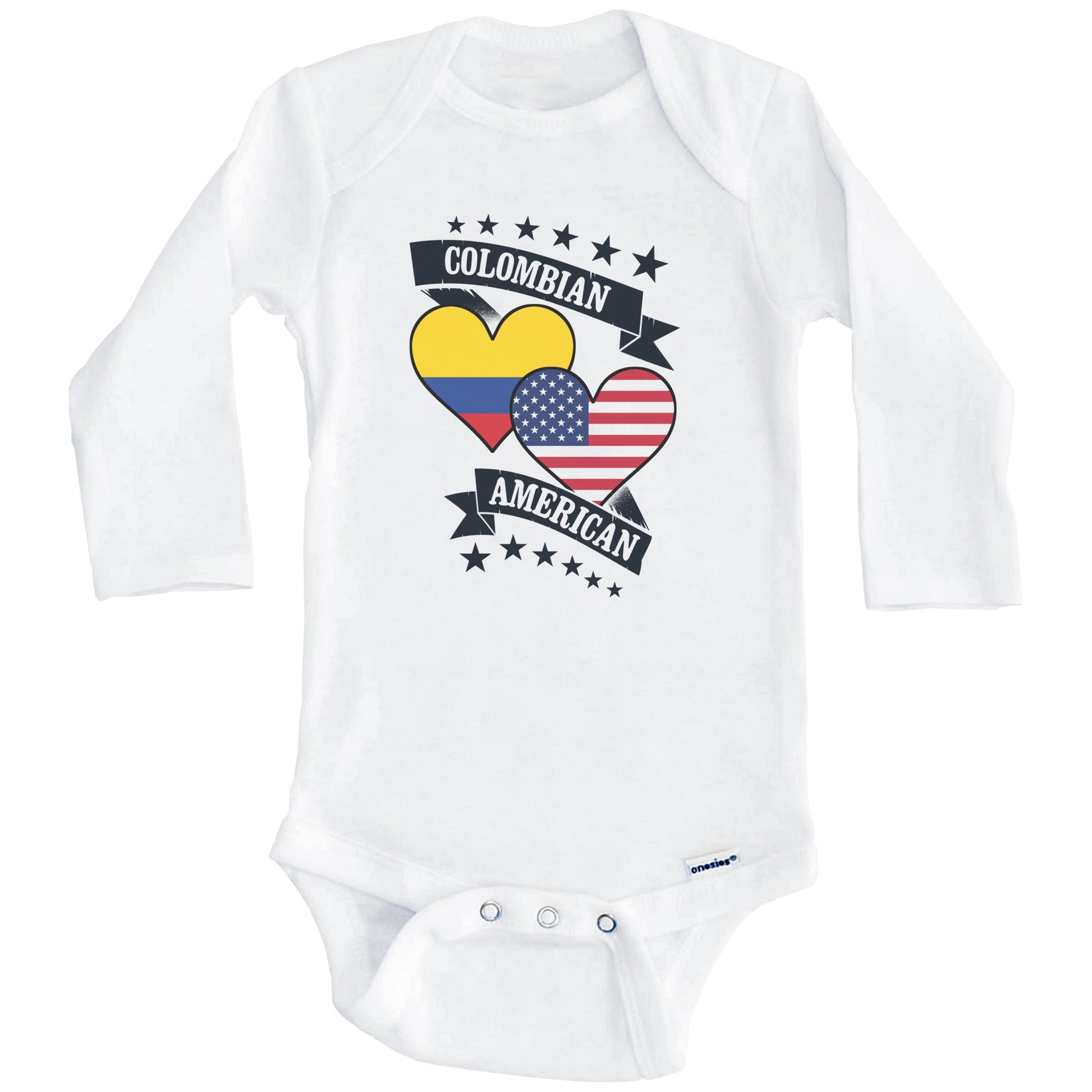 Colombian American Heart Flags Colombia America Baby Bodysuit (Long Sleeves)
