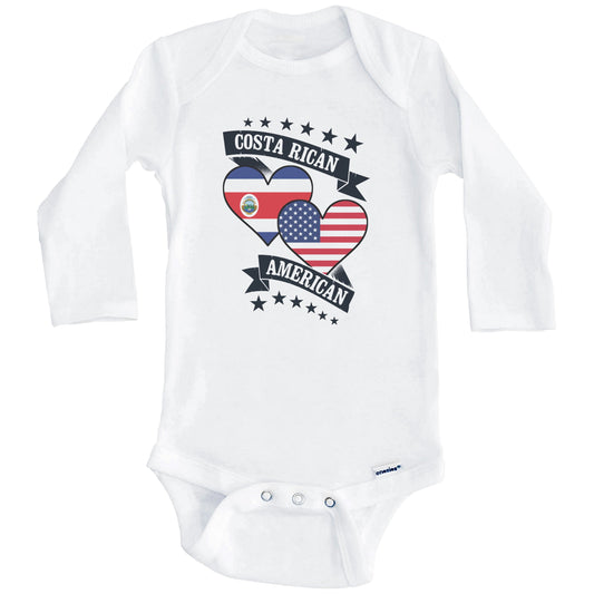 Costa Rican American Heart Flags Costa Rica America Baby Bodysuit (Long Sleeves)