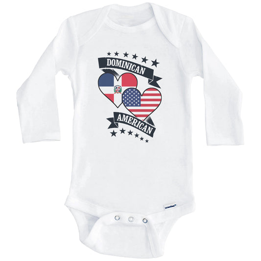 Dominican American Heart Flags Dominican Republic America Baby Bodysuit (Long Sleeves)