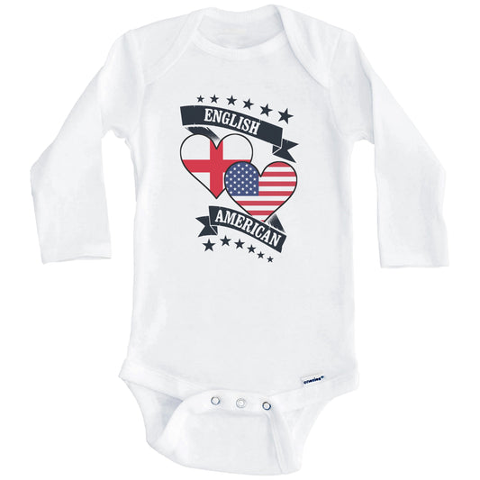 English American Heart Flags England America Baby Bodysuit (Long Sleeves)