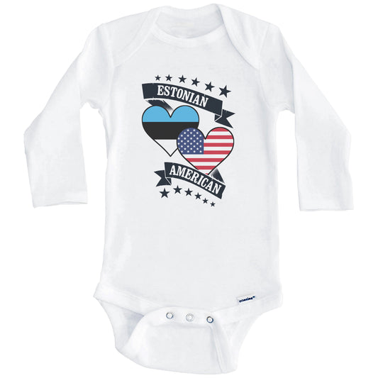 Estonian American Heart Flags Estonia America Baby Bodysuit (Long Sleeves)