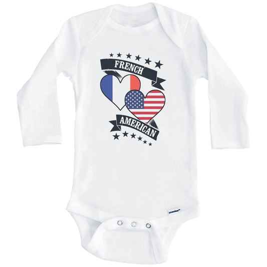 French American Heart Flags France America Baby Bodysuit (Long Sleeves)