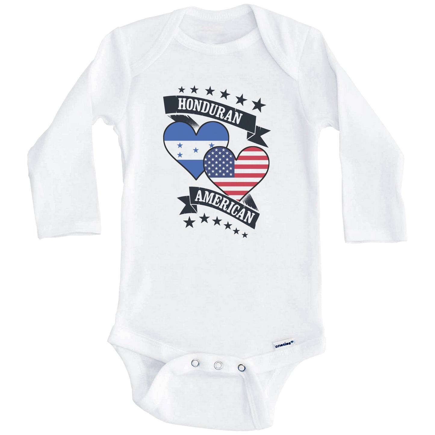 Honduran American Heart Flags Honduras America Baby Bodysuit (Long Sleeves)