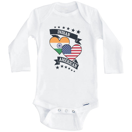 Indian American Heart Flags India America Baby Bodysuit (Long Sleeves)