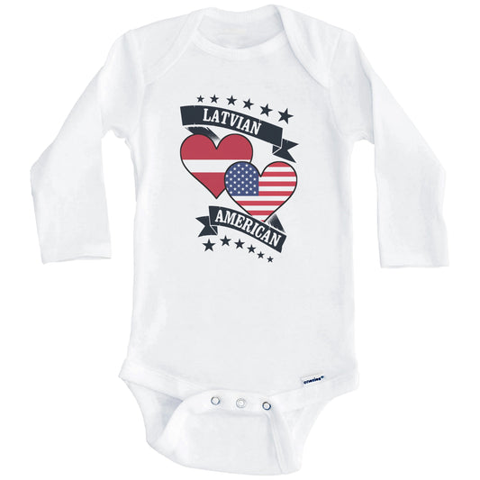 Latvian American Heart Flags Latvia America Baby Bodysuit (Long Sleeves)