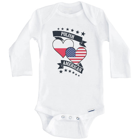 Polish American Heart Flags Poland America Baby Bodysuit (Long Sleeves)