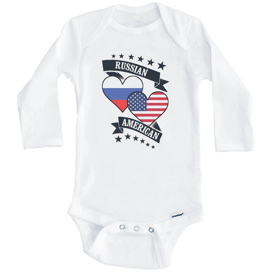 Russian American Heart Flags Russia America Baby Bodysuit (Long Sleeves)