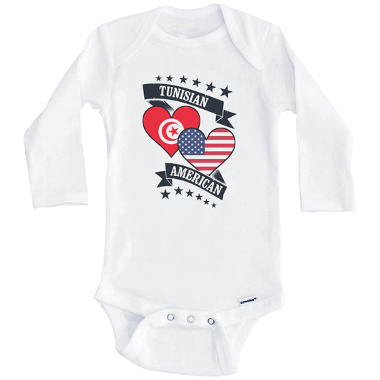 Tunisian American Heart Flags Tunisia America Baby Bodysuit (Long Sleeves)