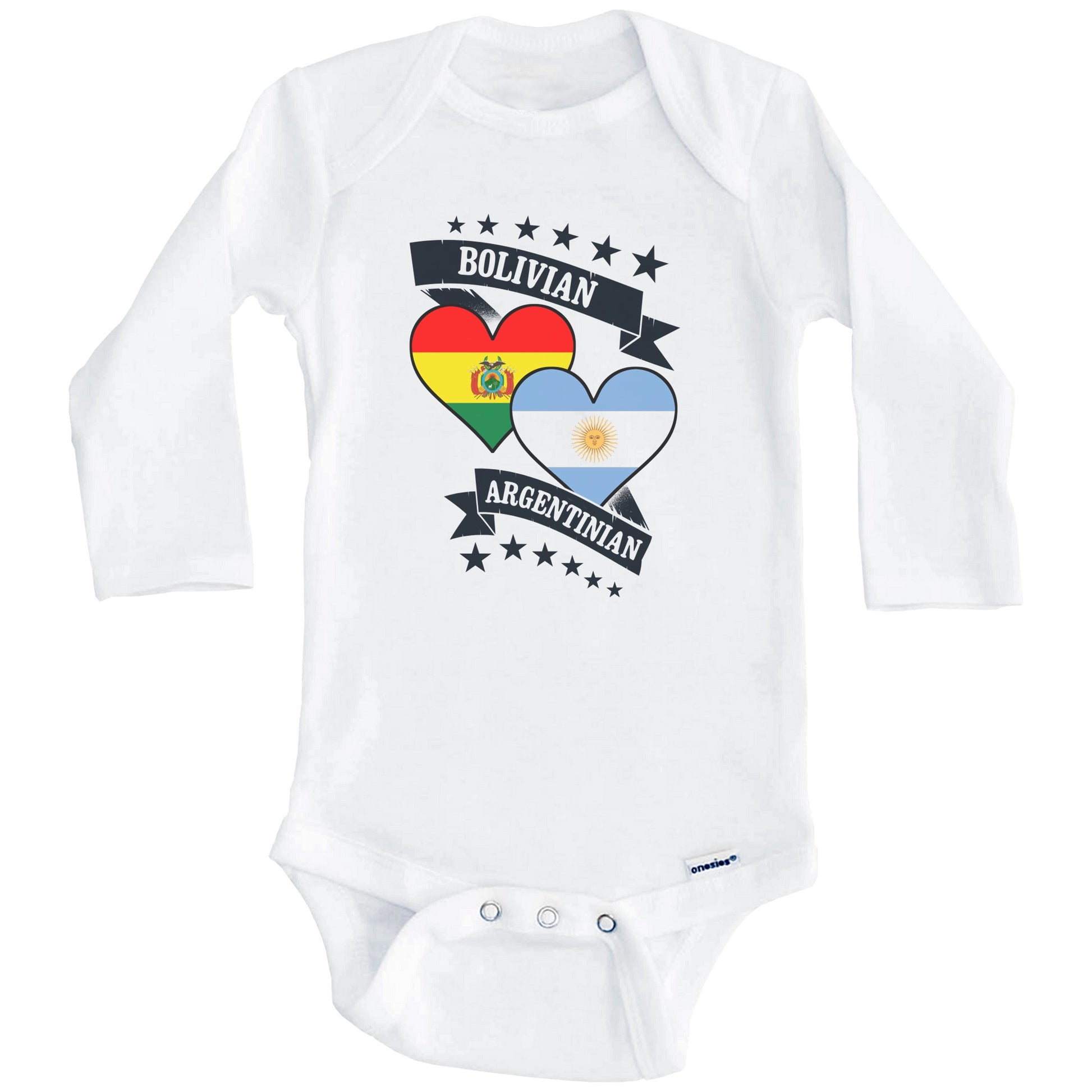 Bolivian Argentinian Heart Flags Bolivia Argentina Baby Bodysuit (Long Sleeves)