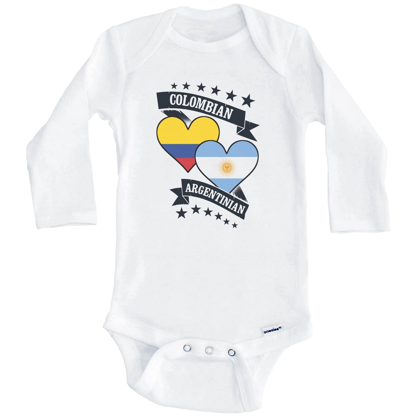 Colombian Argentinian Heart Flags Colombia Argentina Baby Bodysuit (Long Sleeves)