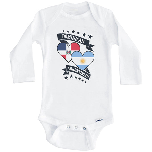 Dominican Argentinian Heart Flags Dominican Republic Argentina Baby Bodysuit (Long Sleeves)
