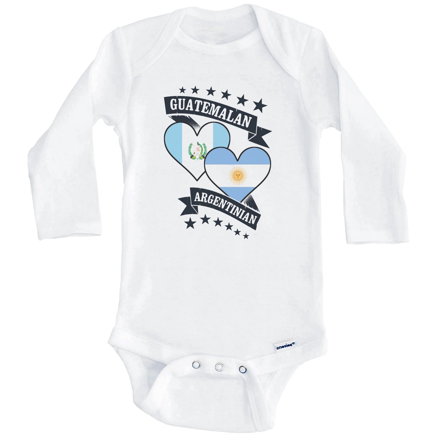 Guatemalan Argentinian Heart Flags Guatemala Argentina Baby Bodysuit (Long Sleeves)