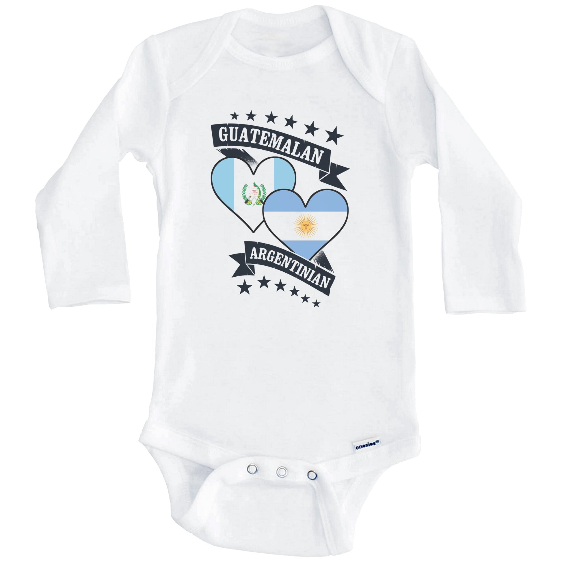 Guatemalan Argentinian Heart Flags Guatemala Argentina Baby Bodysuit (Long Sleeves)