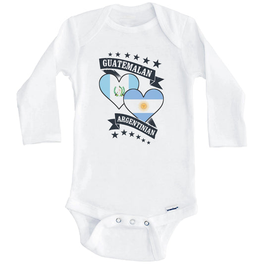 Guatemalan Argentinian Heart Flags Guatemala Argentina Baby Bodysuit (Long Sleeves)