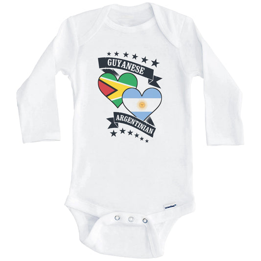Guyanese Argentinian Heart Flags Guyana Argentina Baby Bodysuit (Long Sleeves)
