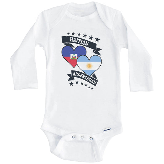 Haitian Argentinian Heart Flags Haiti Argentina Baby Bodysuit (Long Sleeves)
