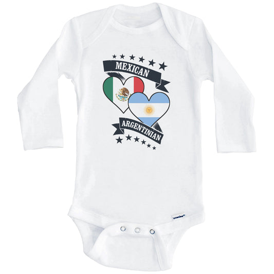Mexican Argentinian Heart Flags Mexico Argentina Baby Bodysuit (Long Sleeves)