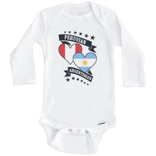 Peruvian Argentinian Heart Flags Peru Argentina Baby Bodysuit (Long Sleeves)