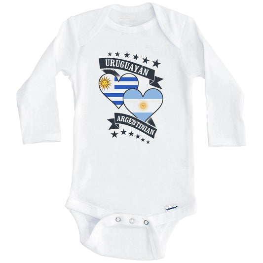 Uruguayan Argentinian Heart Flags Uruguay Argentina Baby Bodysuit (Long Sleeves)
