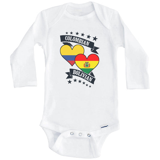 Colombian Bolivian Heart Flags Colombia Bolivia Baby Bodysuit (Long Sleeves)