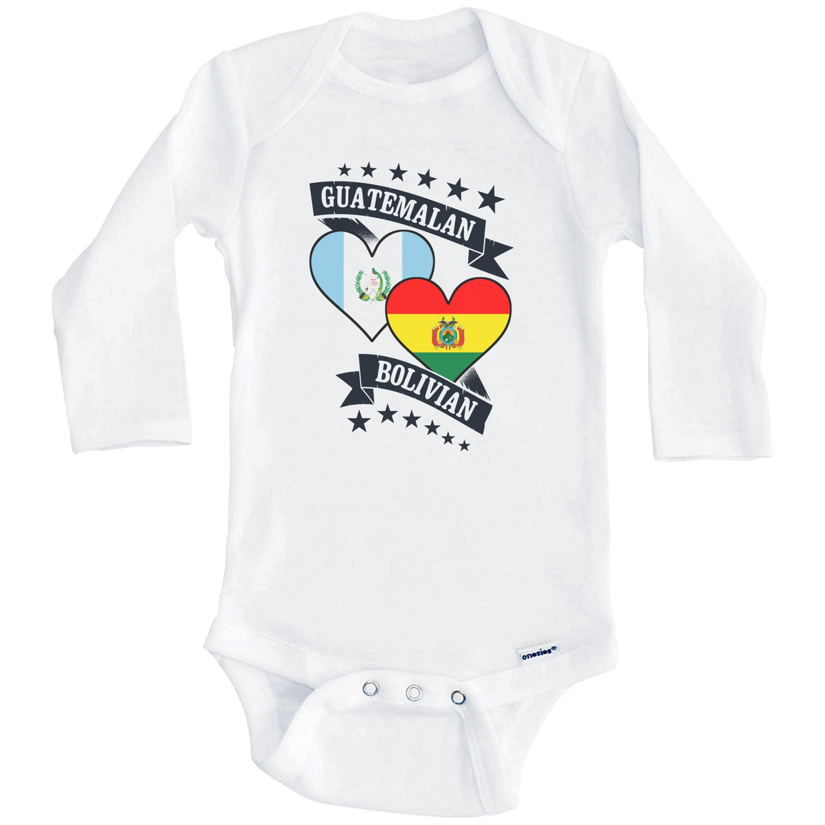 Guatemalan Bolivian Heart Flags Guatemala Bolivia Baby Bodysuit (Long Sleeves)