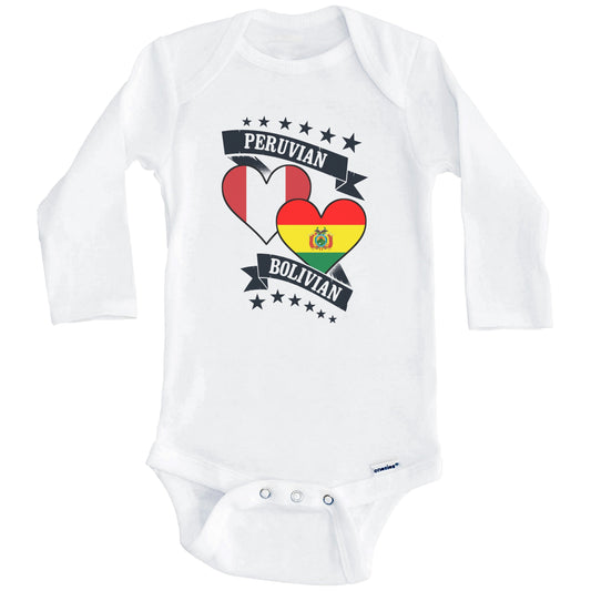 Peruvian Bolivian Heart Flags Peru Bolivia Baby Bodysuit (Long Sleeves)