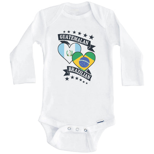 Guatemalan Brazilian Heart Flags Guatemala Brazil Baby Bodysuit (Long Sleeves)