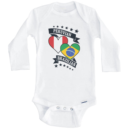 Peruvian Brazilian Heart Flags Peru Brazil Baby Bodysuit (Long Sleeves)