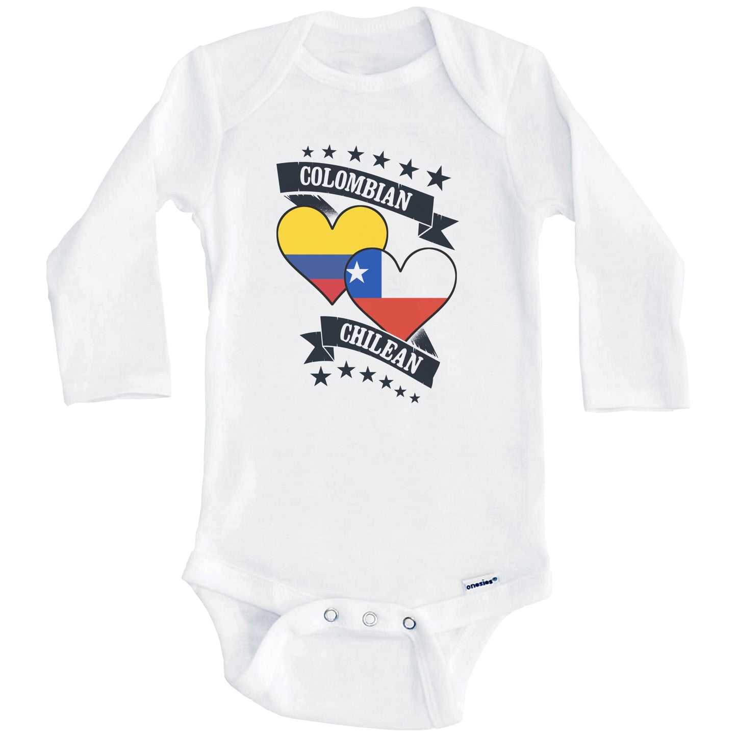 Colombian Chilean Heart Flags Colombia Chile Baby Bodysuit (Long Sleeves)