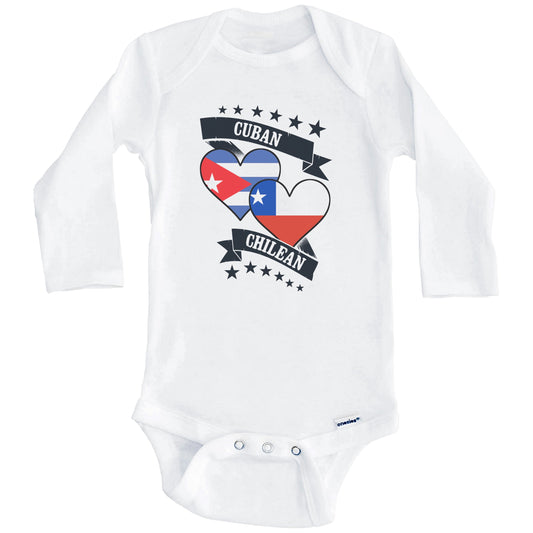 Cuban Chilean Heart Flags Cuba Chile Baby Bodysuit (Long Sleeves)