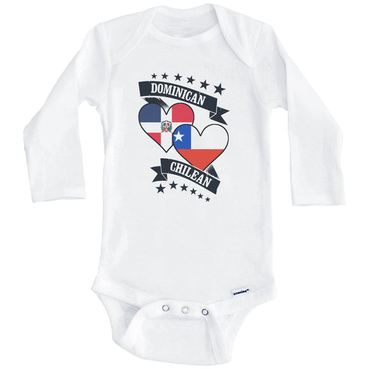 Dominican Chilean Heart Flags Dominican Republic Chile Baby Bodysuit (Long Sleeves)