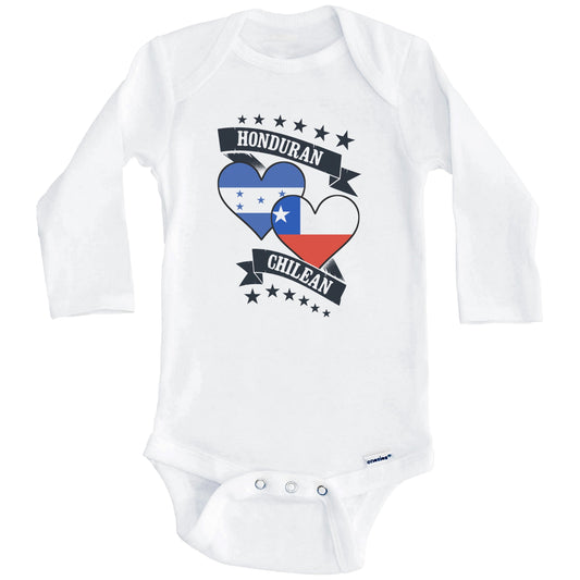 Honduran Chilean Heart Flags Honduras Chile Baby Bodysuit (Long Sleeves)