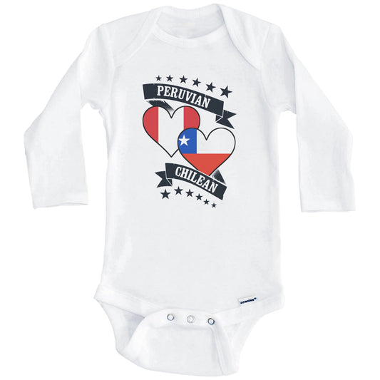 Peruvian Chilean Heart Flags Peru Chile Baby Bodysuit (Long Sleeves)