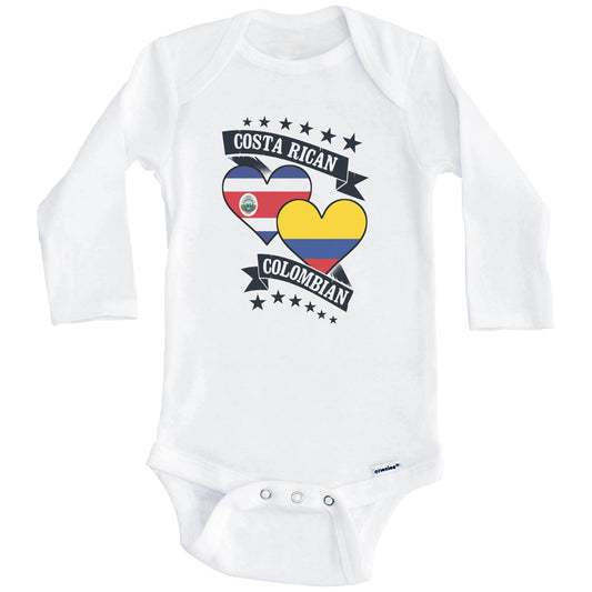 Costa Rican Colombian Heart Flags Costa Rica Colombia Baby Bodysuit (Long Sleeves)