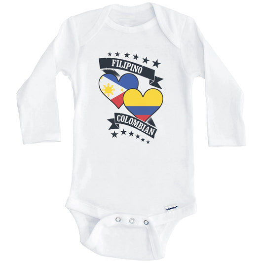 Filipino Colombian Heart Flags Philippines Colombia Baby Bodysuit (Long Sleeves)