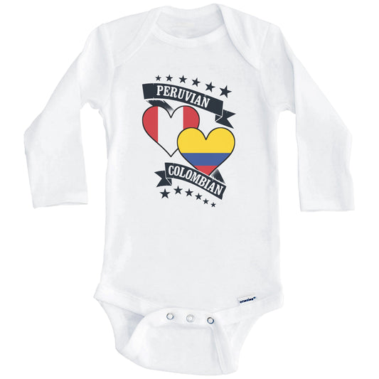 Peruvian Colombian Heart Flags Peru Colombia Baby Bodysuit (Long Sleeves)