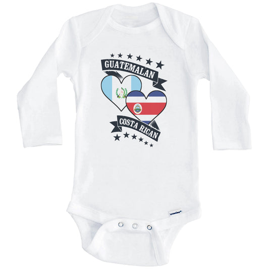 Guatemalan Costa Rican Heart Flags Guatemala Costa Rica Baby Bodysuit (Long Sleeves)