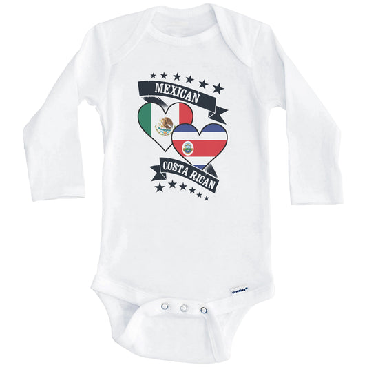 Mexican Costa Rican Heart Flags Mexico Costa Rica Baby Bodysuit (Long Sleeves)