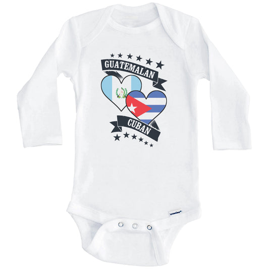 Guatemalan Cuban Heart Flags Guatemala Cuba Baby Bodysuit (Long Sleeves)