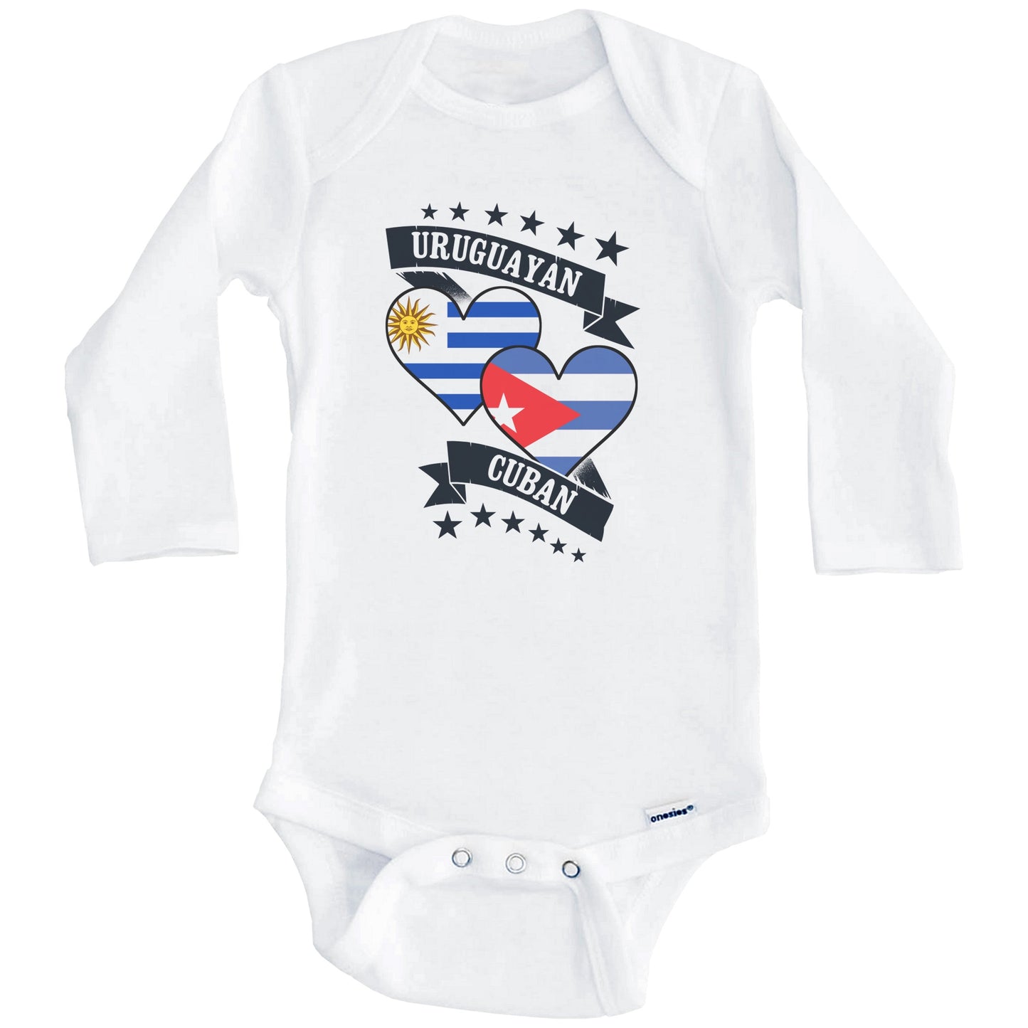 Uruguayan Cuban Heart Flags Uruguay Cuba Baby Bodysuit (Long Sleeves)