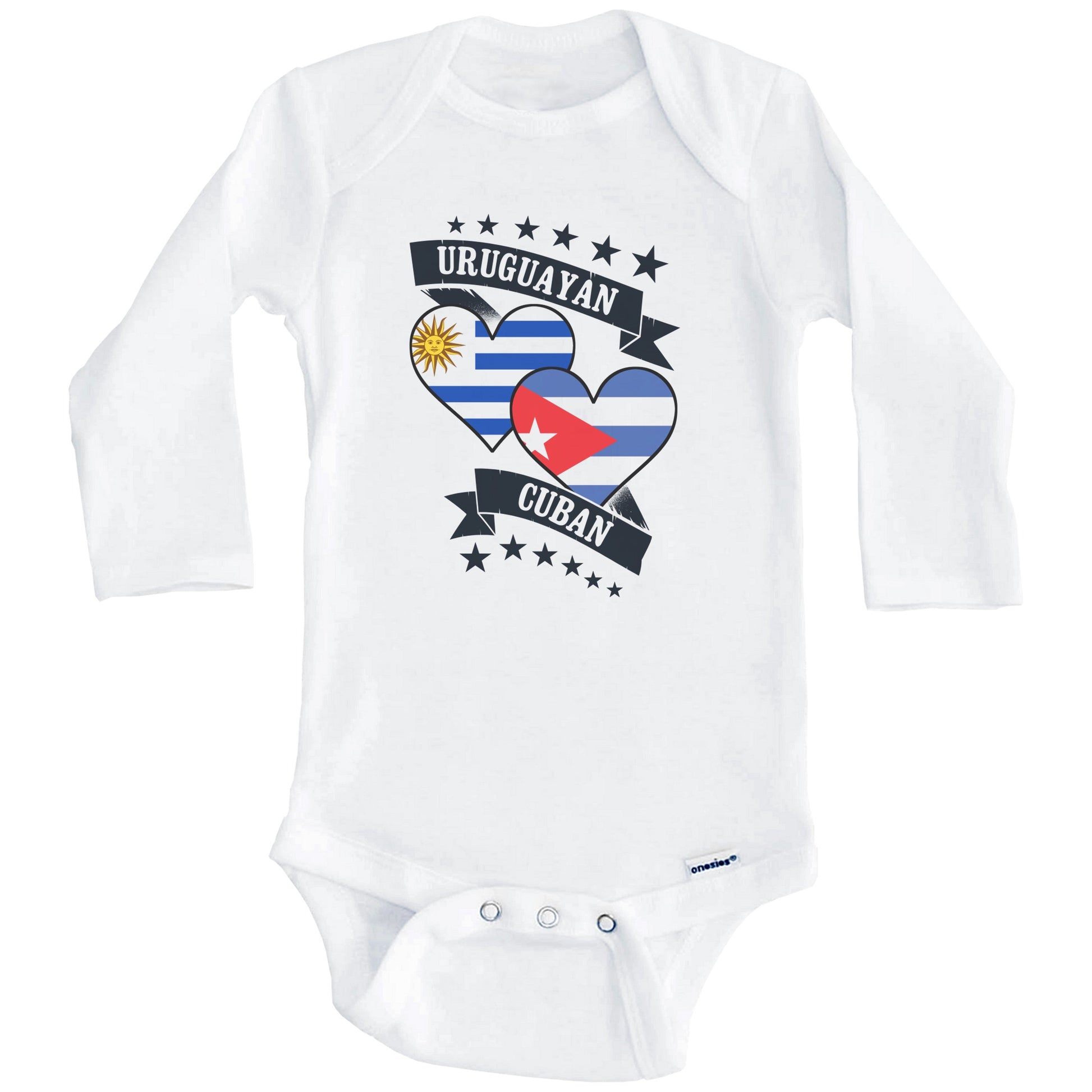 Uruguayan Cuban Heart Flags Uruguay Cuba Baby Bodysuit (Long Sleeves)