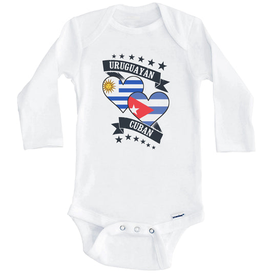 Uruguayan Cuban Heart Flags Uruguay Cuba Baby Bodysuit (Long Sleeves)