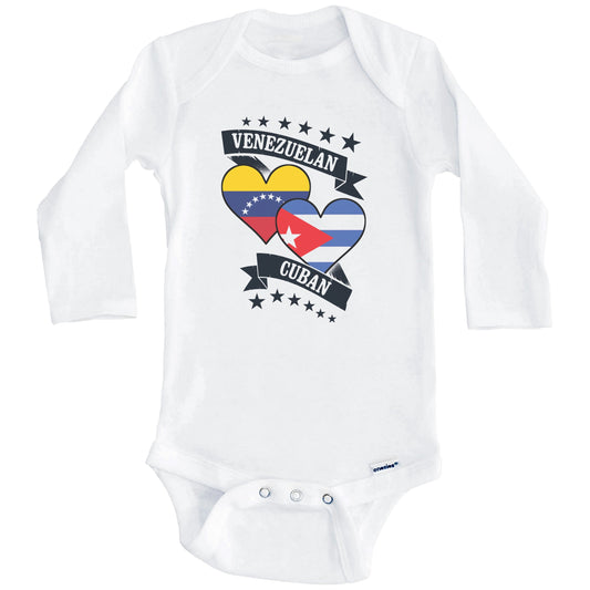 Venezuelan Cuban Heart Flags Venezuela Cuba Baby Bodysuit (Long Sleeves)