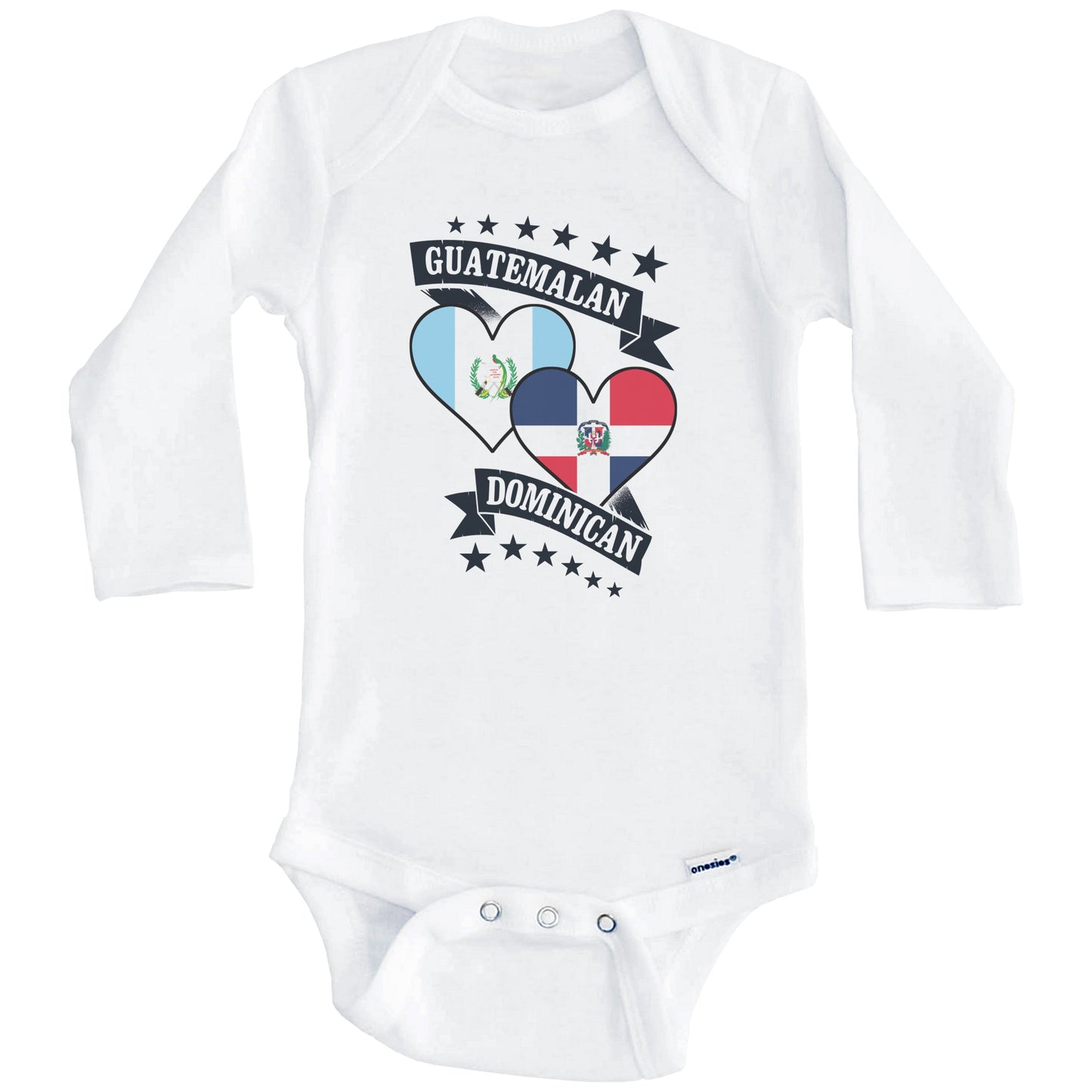 Guatemalan Dominican Heart Flags Guatemala Dominican Republic Baby Bodysuit (Long Sleeves)