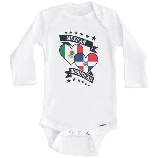 Mexican Dominican Heart Flags Mexico Dominican Republic Baby Bodysuit (Long Sleeves)