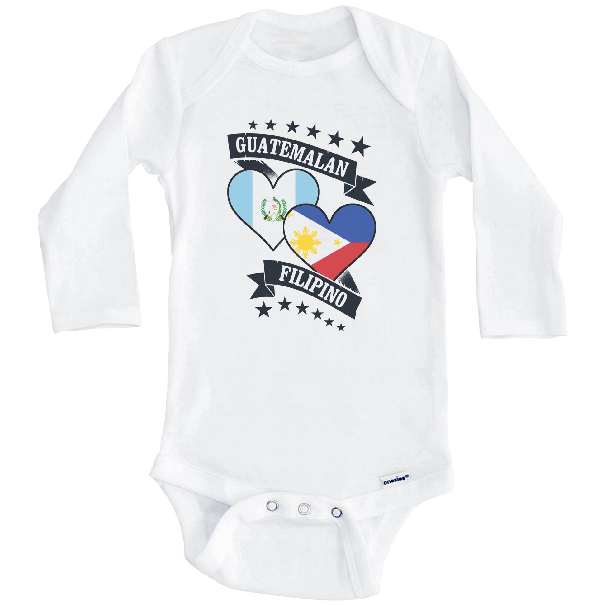 Guatemalan Filipino Heart Flags Guatemala Philippines Baby Bodysuit (Long Sleeves)