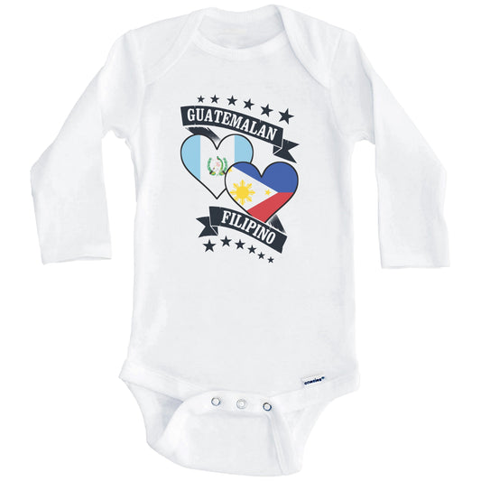 Guatemalan Filipino Heart Flags Guatemala Philippines Baby Bodysuit (Long Sleeves)